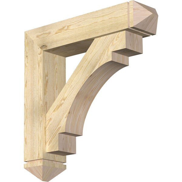 Ekena Millwork Merced Arts and Crafts Rough Sawn Bracket w/ Offset Brace, Douglas Fir, 8"W x 36"D x 36"H BKT0806X36X36MRC03RDF - main